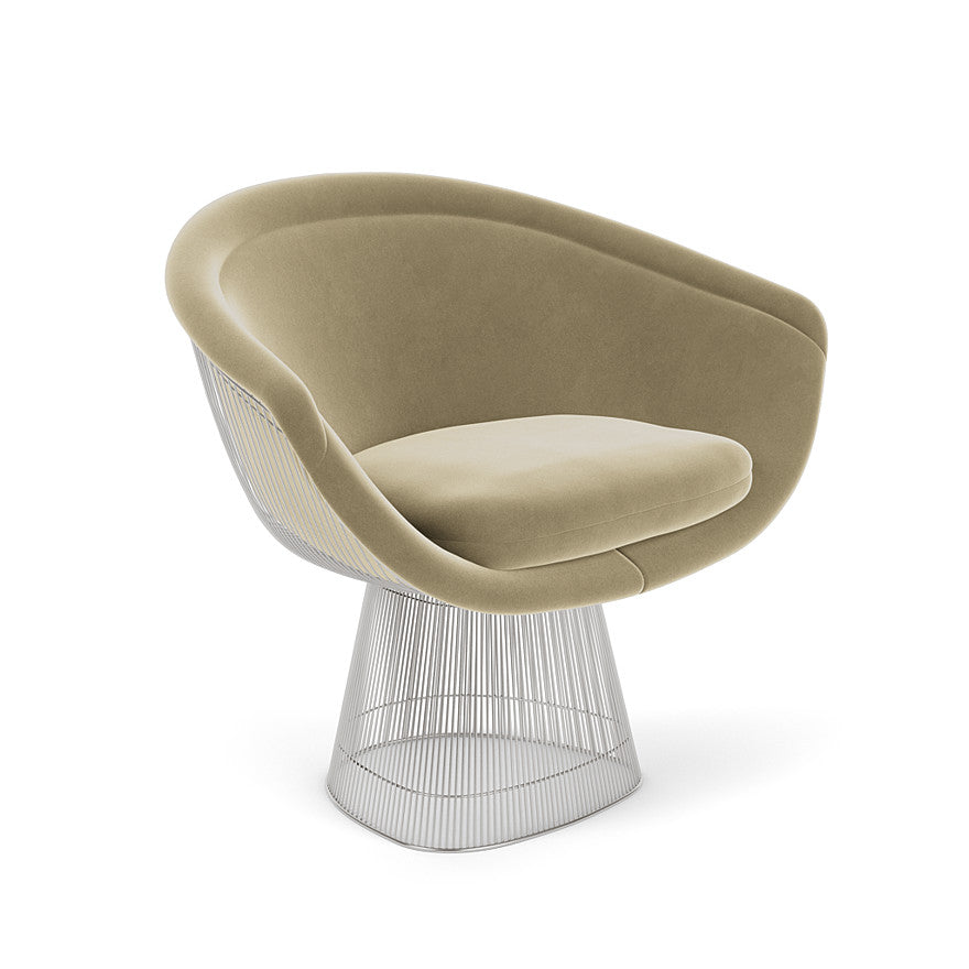 Platner Lounge Chair (Frame - Polished Nickel / Upholstery Material - Knoll Velvet) by Knoll