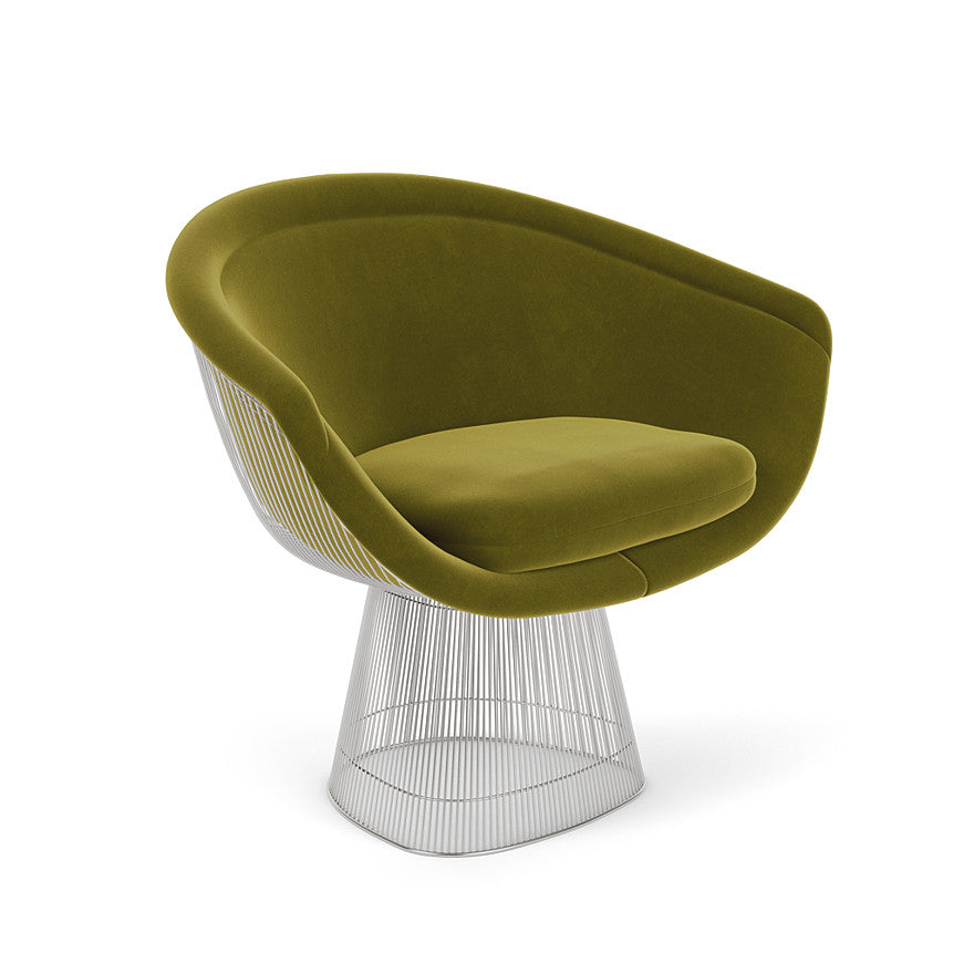 Platner Lounge Chair (Frame - Polished Nickel / Upholstery Material - Knoll Velvet) by Knoll