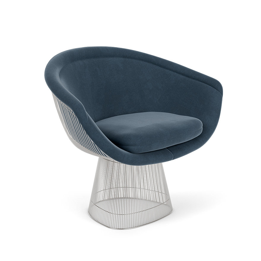 Platner Lounge Chair (Frame - Polished Nickel / Upholstery Material - Knoll Velvet) by Knoll