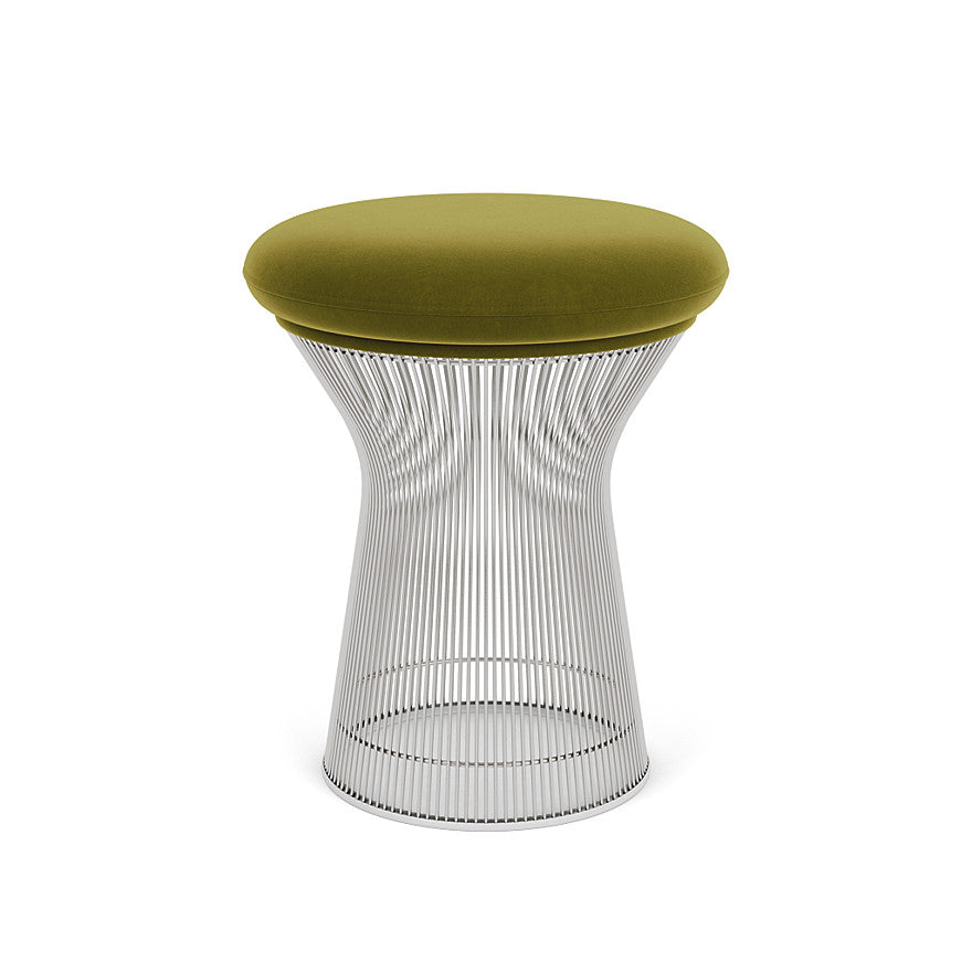 Platner Stool (Frame - Polished Nickel / Upholstery Material - Knoll Velvet) by Knoll