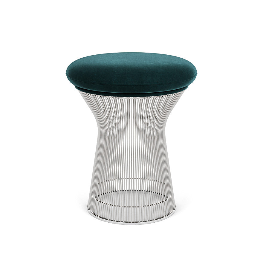 Platner Stool (Frame - Polished Nickel / Upholstery Material - Knoll Velvet) by Knoll