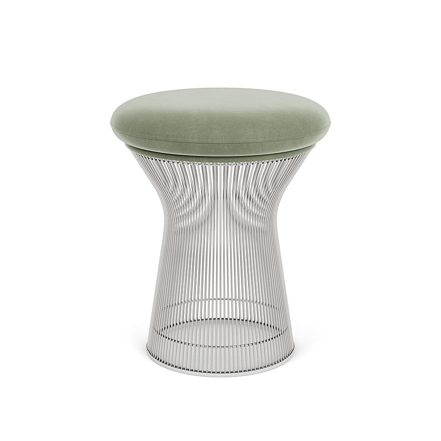 Platner Stool (Frame - Polished Nickel / Upholstery Material - Knoll Velvet) by Knoll