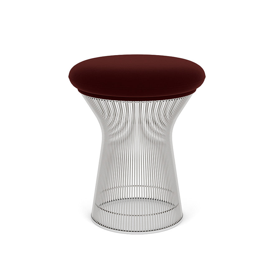 Platner Stool (Frame - Polished Nickel / Upholstery Material - Knoll Velvet) by Knoll