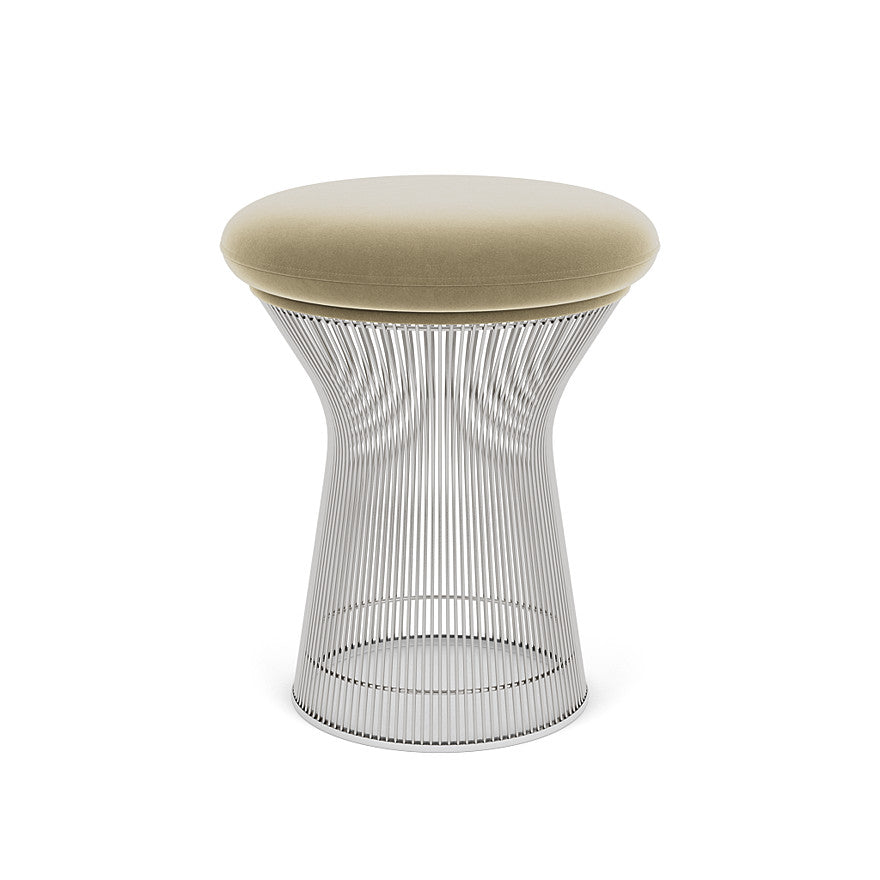 Platner Stool (Frame - Polished Nickel / Upholstery Material - Knoll Velvet) by Knoll