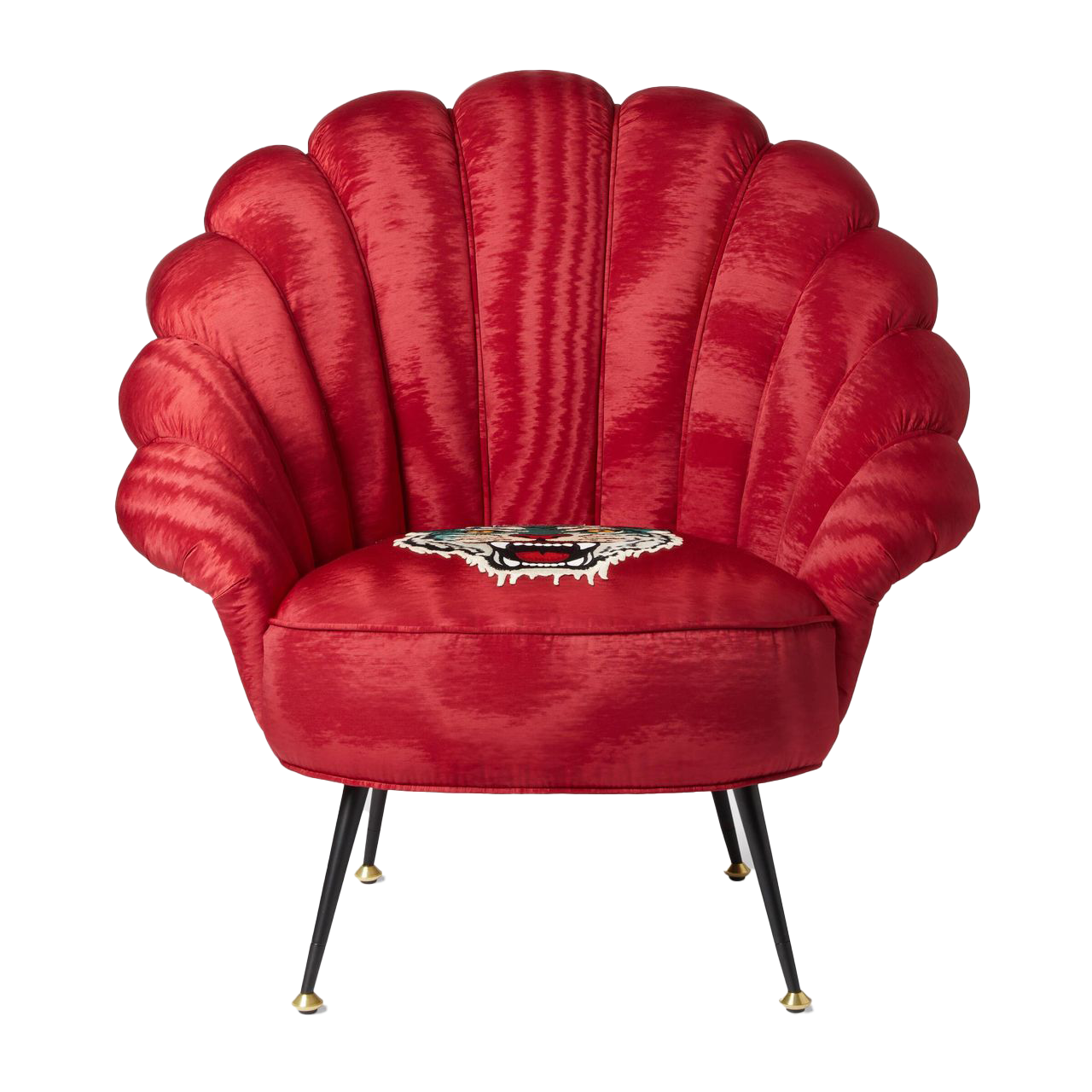 Moiré armchair with embroidered tiger