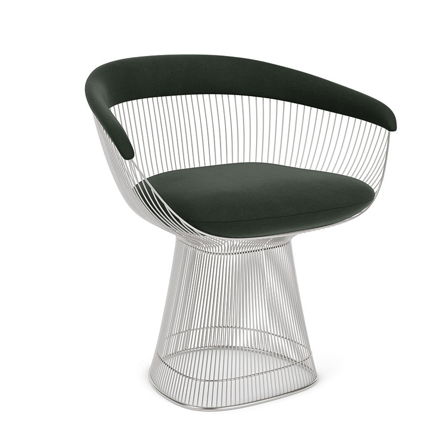 Platner Arm Chair (Frame - Polished Nickel / Upholstery Material - Knoll Velvet) by Knoll