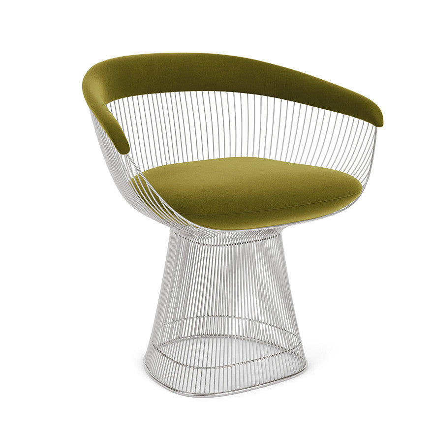 Platner Arm Chair (Frame - Polished Nickel / Upholstery Material - Knoll Velvet) by Knoll