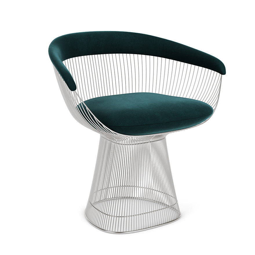 Platner Arm Chair (Frame - Polished Nickel / Upholstery Material - Knoll Velvet) by Knoll