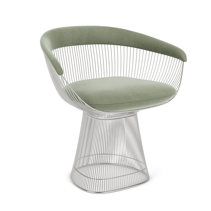 Platner Arm Chair (Frame - Polished Nickel / Upholstery Material - Knoll Velvet) by Knoll