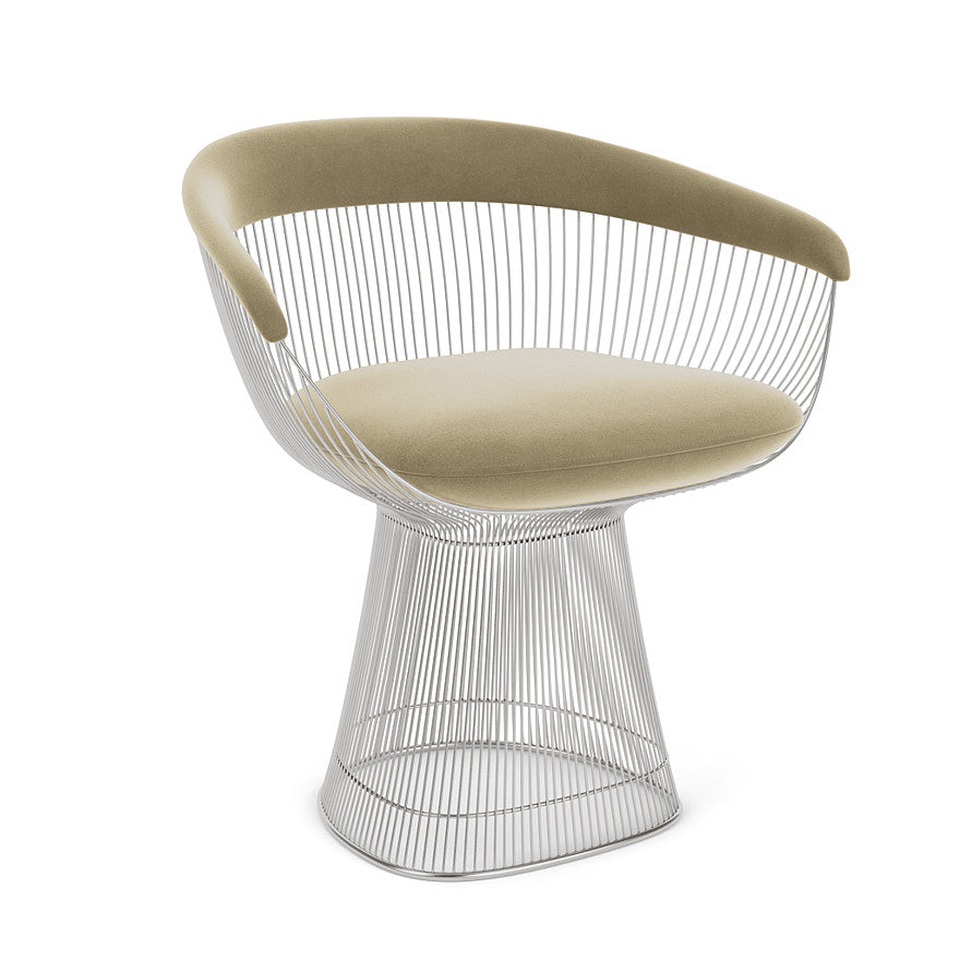 Platner Arm Chair (Frame - Polished Nickel / Upholstery Material - Knoll Velvet) by Knoll