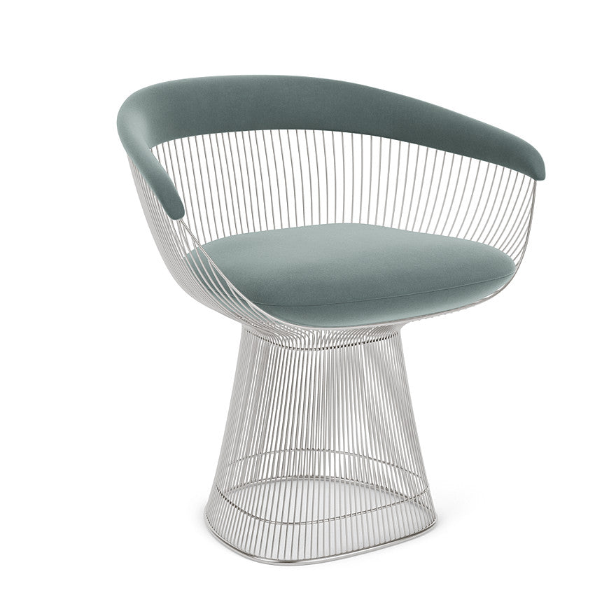 Platner Arm Chair (Frame - Polished Nickel / Upholstery Material - Knoll Velvet) by Knoll