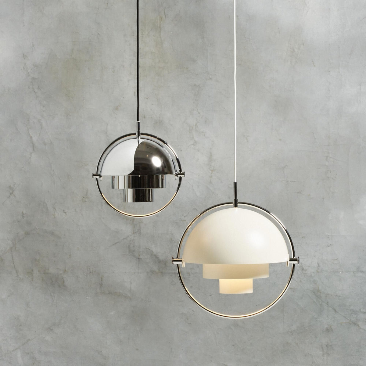 Multi-Lite Pendant White & Brass