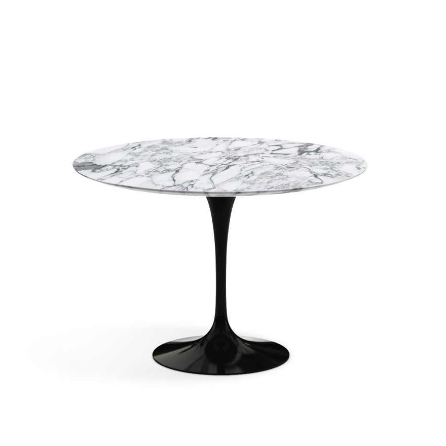 Saarinen Round Dining Table Ø107 by Knoll #Black / Marble | Arabescato | Satin finish