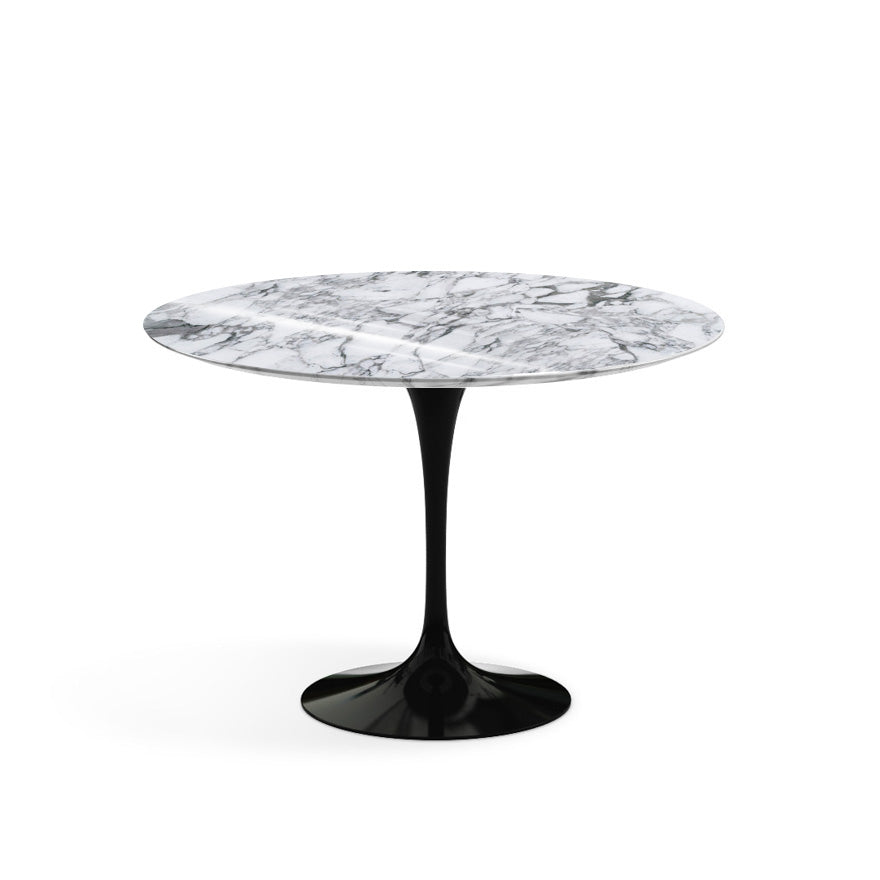 Saarinen Round Dining Table Ø107 by Knoll #Black / Marble | Arabescato | Shiny finish