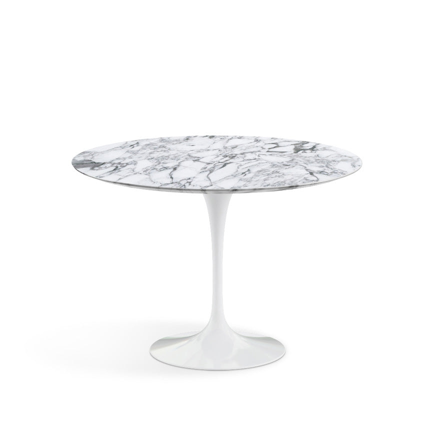 Saarinen Round Dining Table Ø107 by Knoll #White / Marble | Arabescato | Satin finish