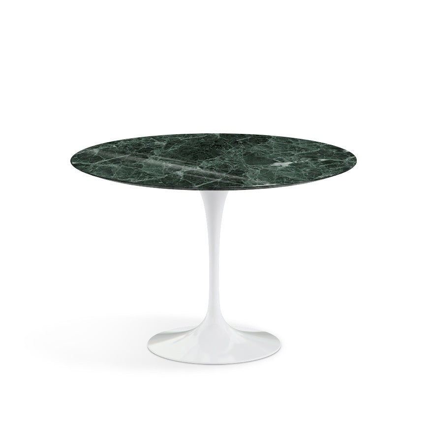 Saarinen Round Dining Table Ø107 by Knoll #White / Marble | Verde Alpi | Shiny finish