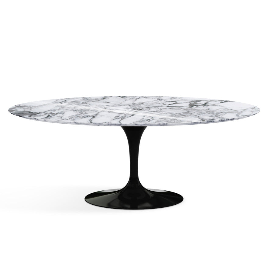 Saarinen Oval Dining Table 198x121 by Knoll #Black/Marble | Arabescato | Shiny finish