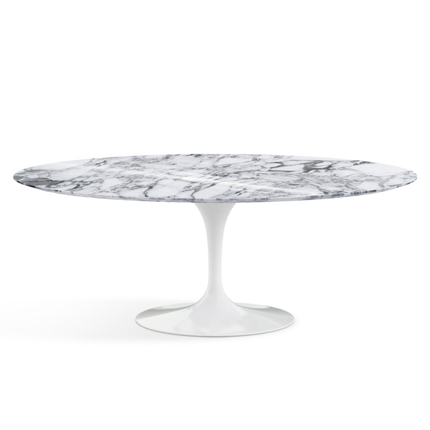 Saarinen Oval Dining Table 198x121 by Knoll #White/Marble | Arabescato | Shiny finish