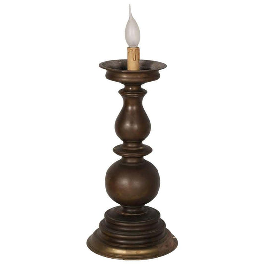 17th Century Baroque Bronze Candleholder Table Lamp