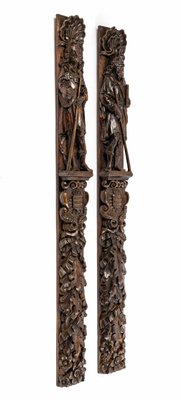 17th Century Carved Oak Wood Panels, Set of 2-UQL-1148558