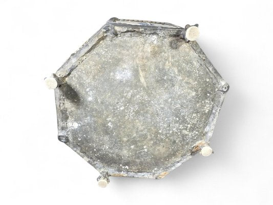 17th Century Delft Tile Flower Pot with Tin Hexagonal Frame, 1650-FDW-2039598