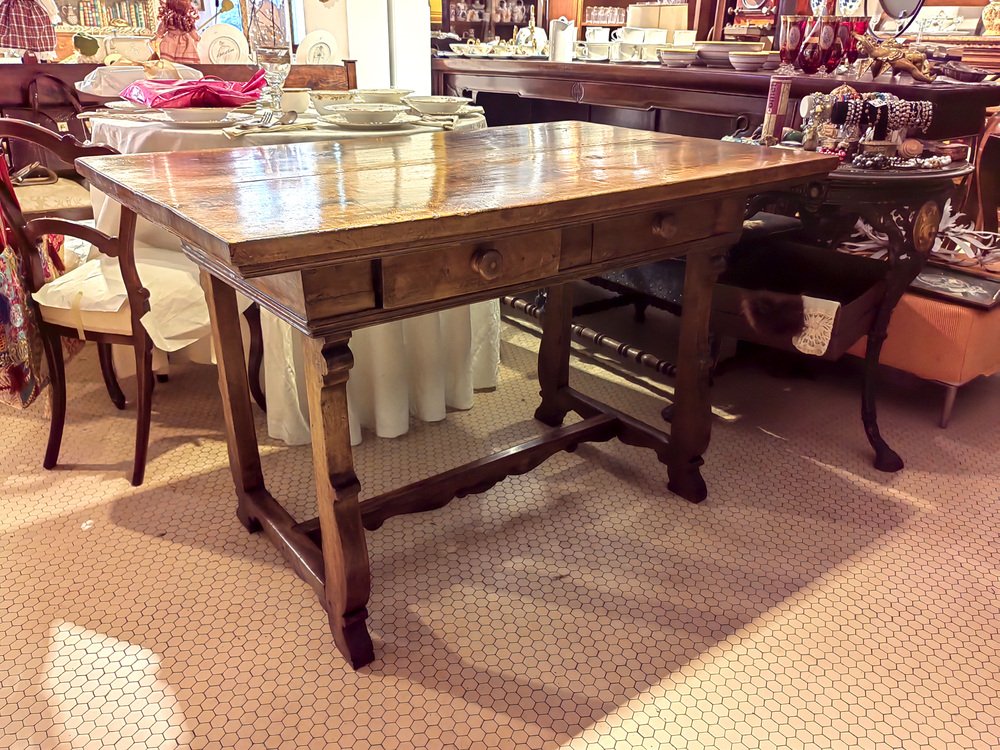 17th Century Dining Table in Walnut with Two Drawers