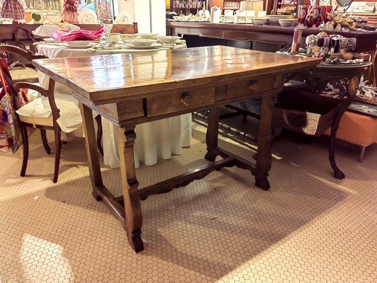 17th Century Dining Table in Walnut with Two Drawers-ZFY-1786360