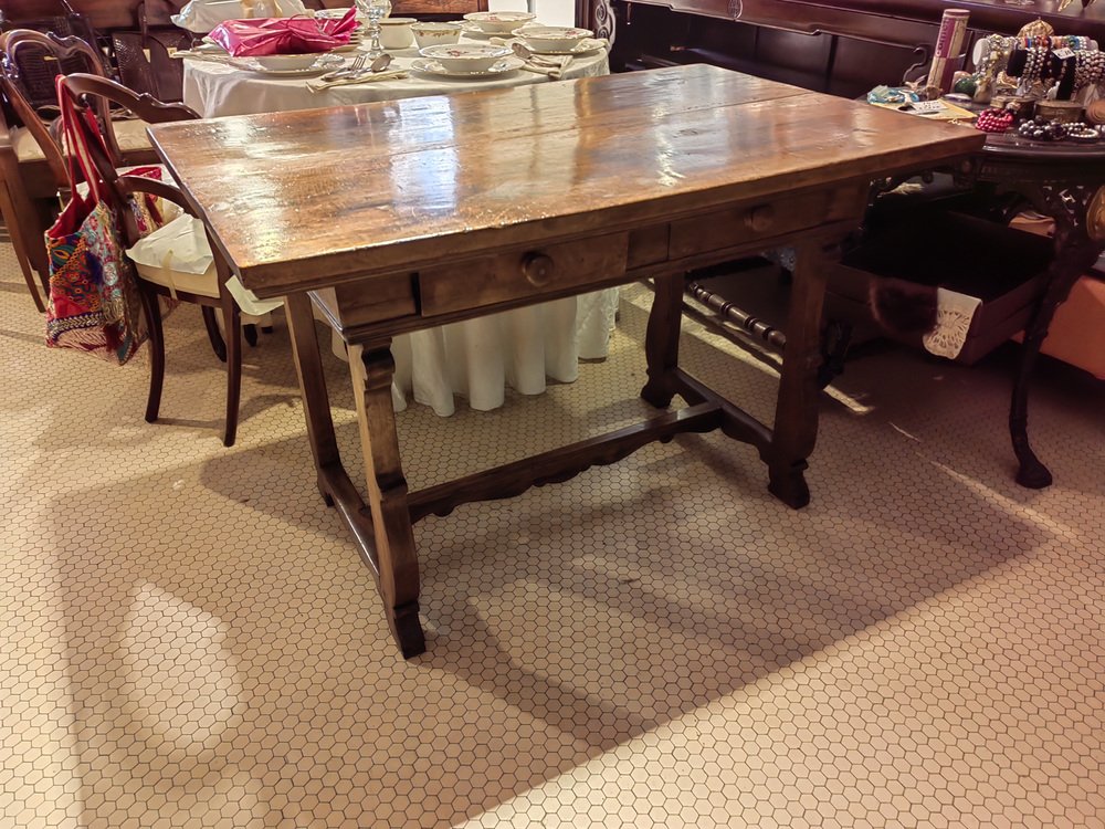 17th Century Dining Table in Walnut with Two Drawers