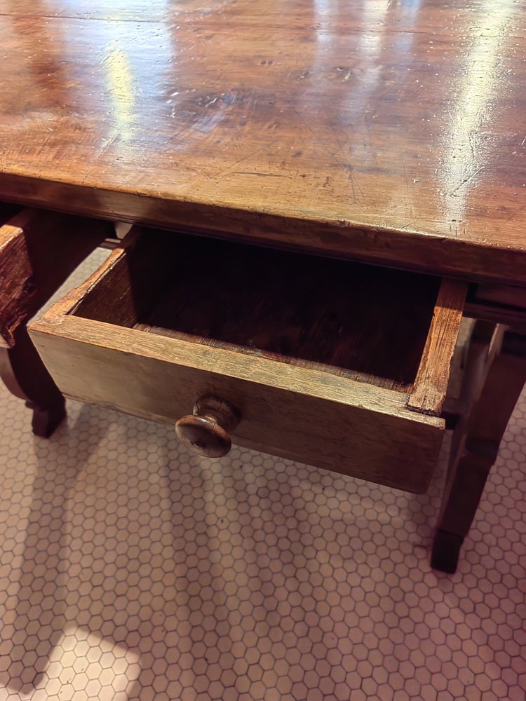 17th Century Dining Table in Walnut with Two Drawers