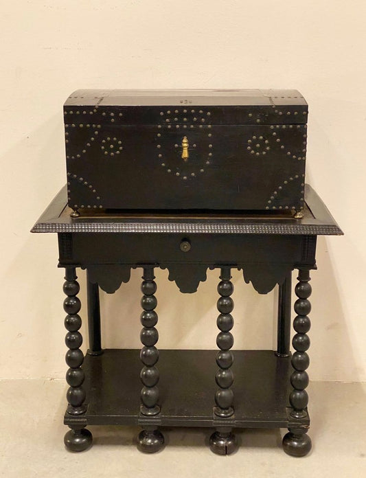 17th Century Italian Mobile Table with Cabinet, Set of 2