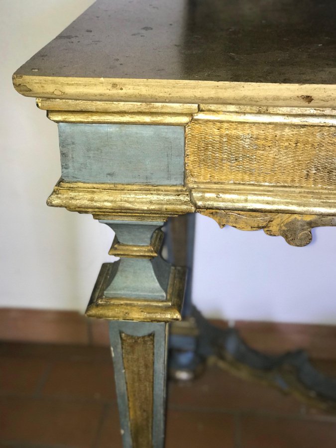 17th Century Italian Painted and Parcel-Gilt Console Table