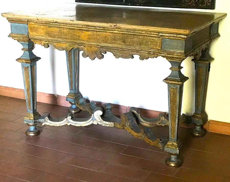 17th Century Italian Painted and Parcel-Gilt Console Table