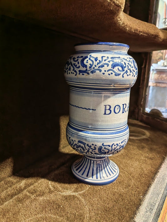 17th Century Model La Gioconda Albarello or Borax Container in Blue and White Ceramic from Deruta