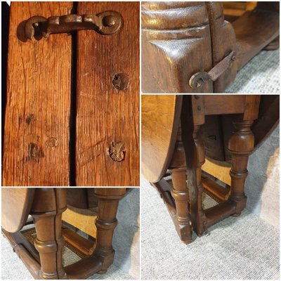 17th Century Oak Drop Leaf Table-NQV-825878