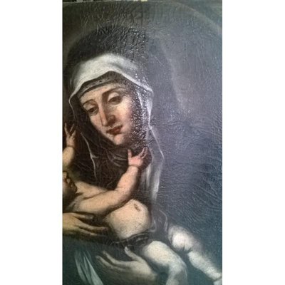 17th Century Oil on Canvas Saint with Child-RAQ-687370