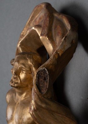 17th Century Resurrected Christ in Gilded Polychrome Carved Wood with Leaf-QKG-1732711