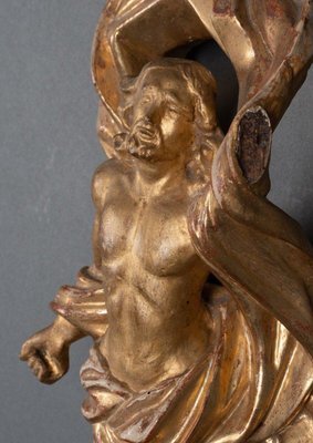 17th Century Resurrected Christ in Gilded Polychrome Carved Wood with Leaf-QKG-1732711