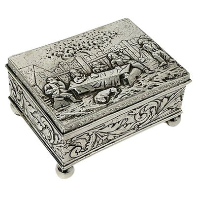 17th Century Silver Box with Scene of 5 Men Drinking by Simon Rosenau-UCH-1321753