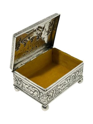 17th Century Silver Box with Scene of 5 Men Drinking by Simon Rosenau-UCH-1321753