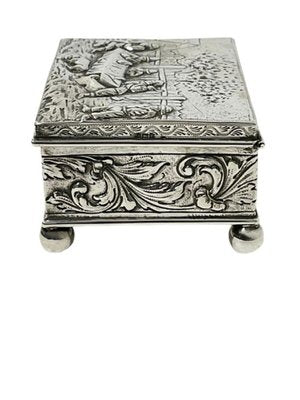 17th Century Silver Box with Scene of 5 Men Drinking by Simon Rosenau-UCH-1321753