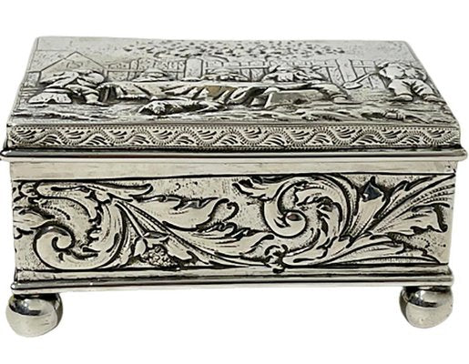 17th Century Silver Box with Scene of 5 Men Drinking by Simon Rosenau-UCH-1321753