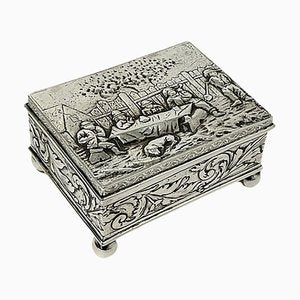 17th Century Silver Box with Scene of 5 Men Drinking by Simon Rosenau-UCH-1321753