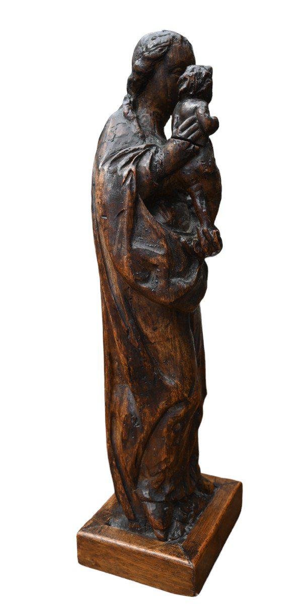 17th Century Virgin and Child Carved in Walnut Wood