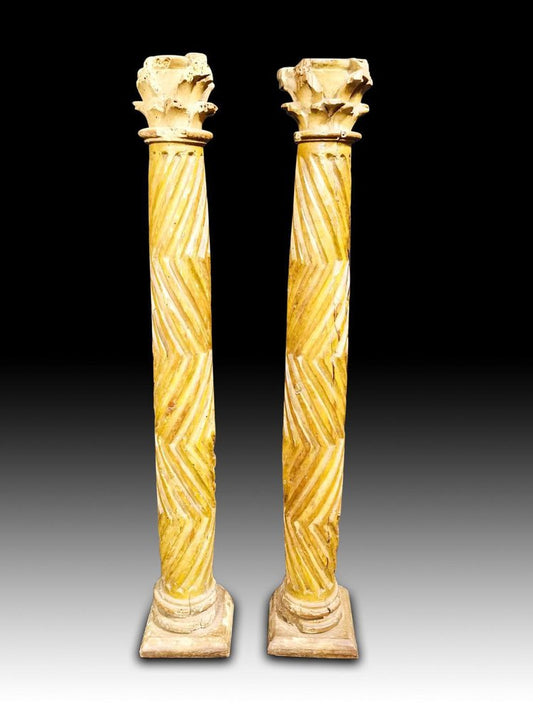 17th Century Wooden Columns, Set of 2