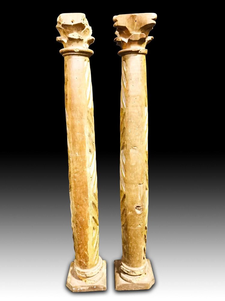 17th Century Wooden Columns, Set of 2