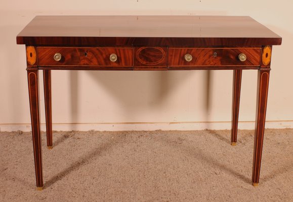 18 Century Georgian Mahogany and Marquetry Desk-HPU-1156084