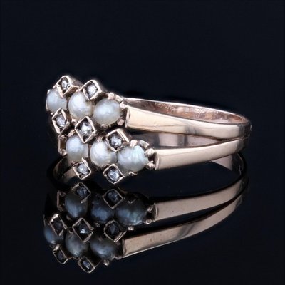 18 Karat 19th Century French Rose Gold Double Ring-OLU-1403629