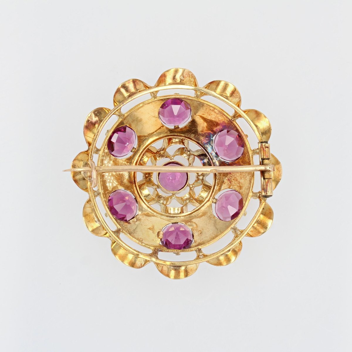 18 Karat 20th Century French Garnet Yellow Gold Brooch, 1890s