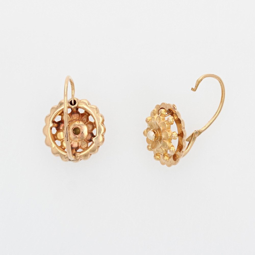 18 Karat 20th Century French Rose Gold Lever- Back Earrings, 1890s, Set of 2