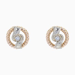 18 Karat French Rose White Gold Earrings, 1960s, Set of 2-OLU-1452034